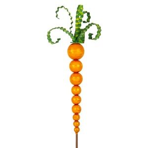 Wood Bead Carrot Stake Orange and Green